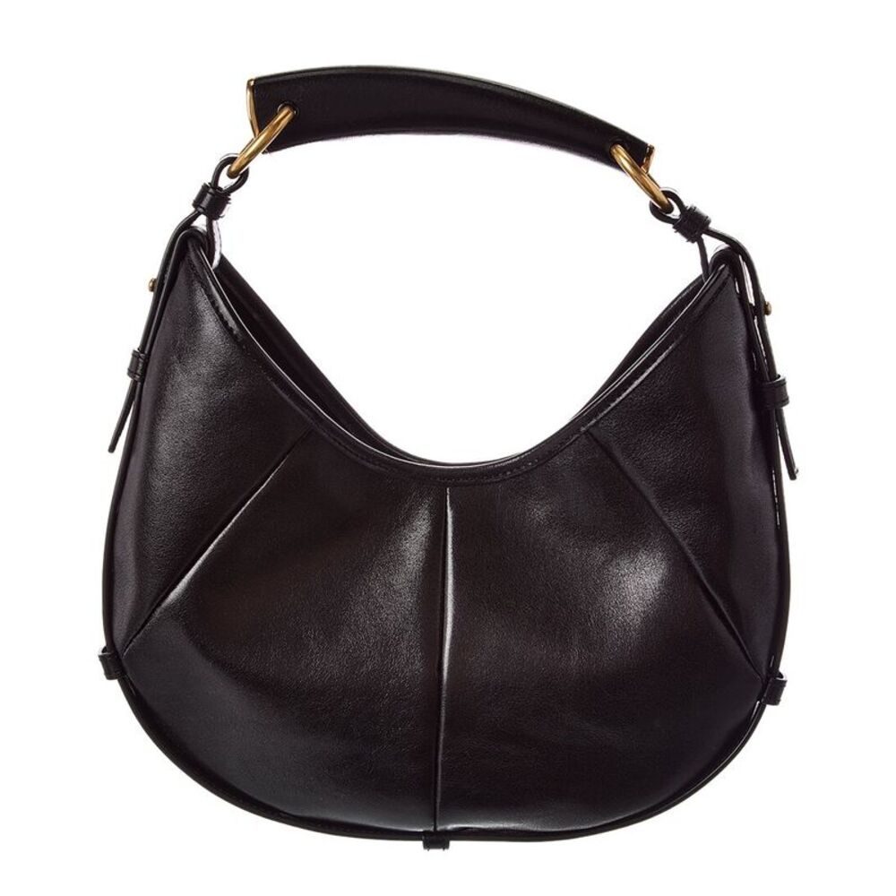 Saint Laurent Mombasa Small Leather Shoulder Bag, Black